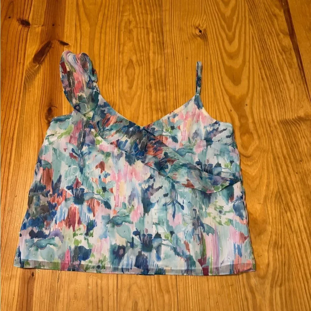 NWT Willa Story Multi Floral Blouse Tank Top Women’s SIZE LRG - Picture 3 of 9